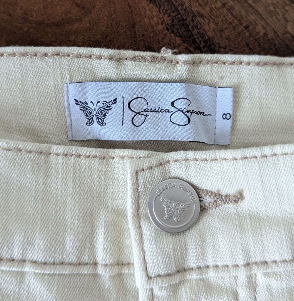 NWT Jessica Simpson Primrose Wide Leg Crop Cream Denim Jeans Size 8 - Picture 10 of 10